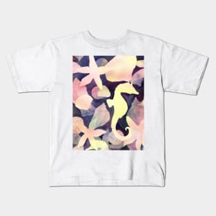 Seahorse Negative Watercolor Painting Kids T-Shirt